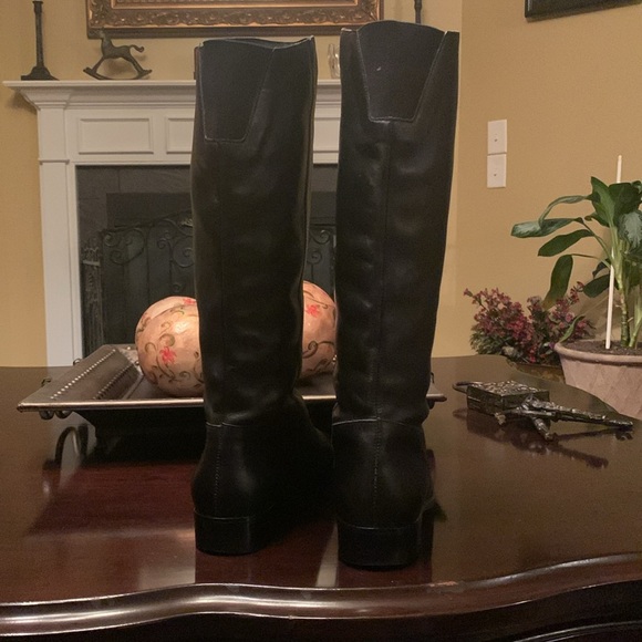 Hunt Club Black Leather Mid Calf Casual Boots Almond Toes Low Heels. Size 9M - Picture 7 of 14